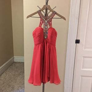 Aspeed hot pink special occasion dress with silver beading size XS